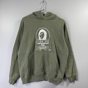 Dime Hoodie Mens Small Green Pullover Fleece Sweatshirt Homeboy Graphic
